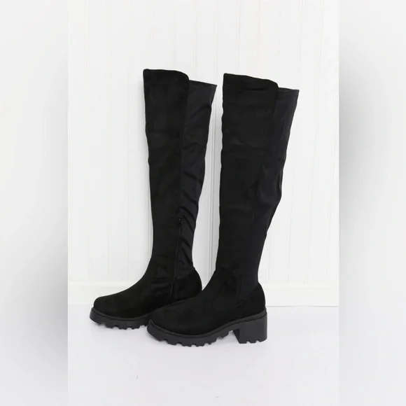 Black Legend Spell on You Lug Sole Over the Knee Boots - Picture 2 of 5